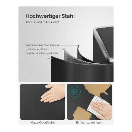 SONGMICS Vuilnisbak 60 liter (2 x 30 L) zwart