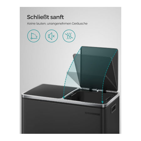 SONGMICS Vuilnisbak 60 liter (2 x 30 L) zwart