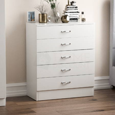 Riano 5-ladenkast, witte houten ladekast,