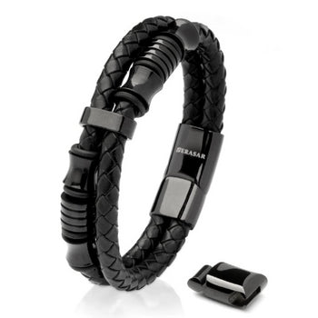 Leren armband Spirit - 23 cm - kleur zwart