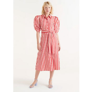 Red striped midi shirt dress - maat XL