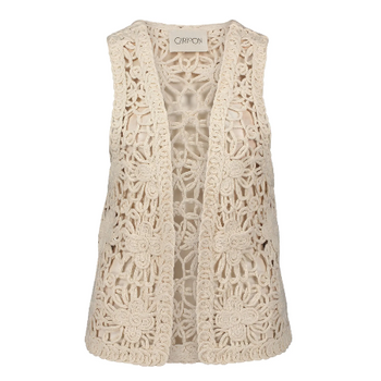 Cartoon gebreid vest, katoen, voor dames maat 40