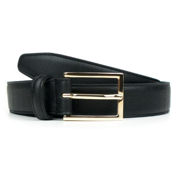 Will's Vegan Store Classic riem van 3 cm dames zwart chroome gesp