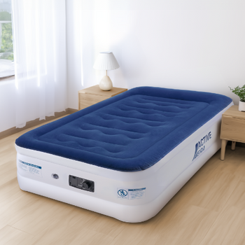 Active Era Luxe eenpersoons luchtbed – marineblauw/wit 191x99x53 cm
