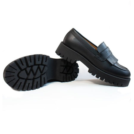 Loafers met trackzool en franjes black maat 37 