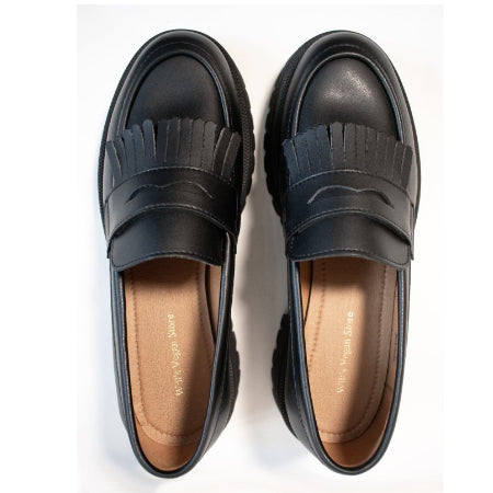 Loafers met trackzool en franjes black maat 37 