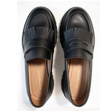 Loafers met trackzool en franjes black maat 37 