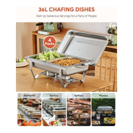 Chafing dish set 2 bakken GN 1/2 RVS, 2 stuks 9L 