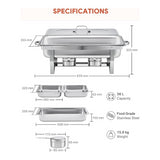 Chafing dish set 2 bakken GN 1/2 RVS, 2 stuks 9L 