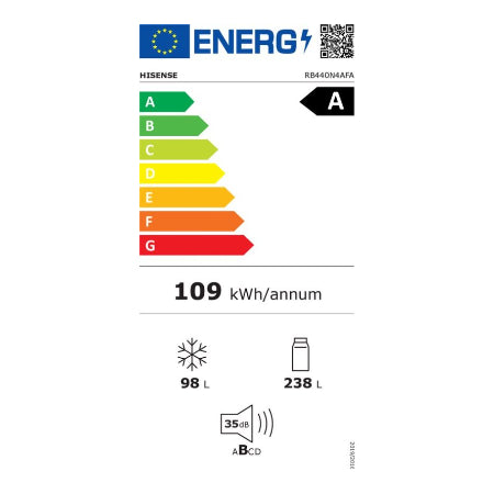Hisense koelkast RB440N4AFA - No Frost - Zwart