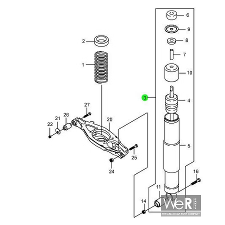 Rear Shockabsorber SsangYong Rexton W 2012-2017 multilink 4530108C20