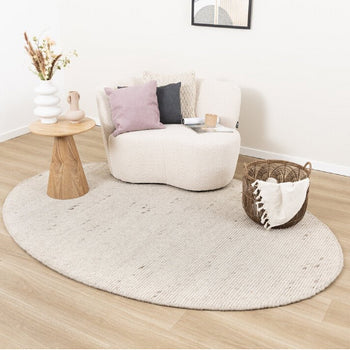 Ovaal wollen vloerkleed - Feline Wit/Melange 245 x 152cm 