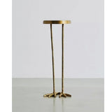 Gouden metalen bijzettafel met vogelachtige vorm en twee vogelpootjes