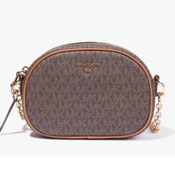 Michael Kors Jet set oval camera crossbody in brown & acorn