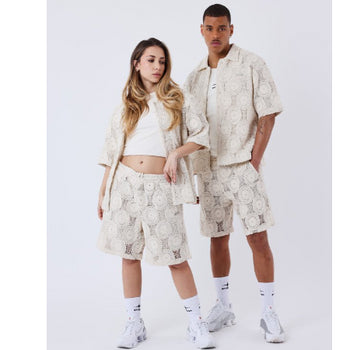 Unisex Kalash x PXP shorts met geborduurde patchwork - maat XXL