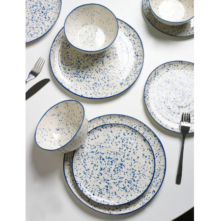 12-delige blauwe spikkeldiner set