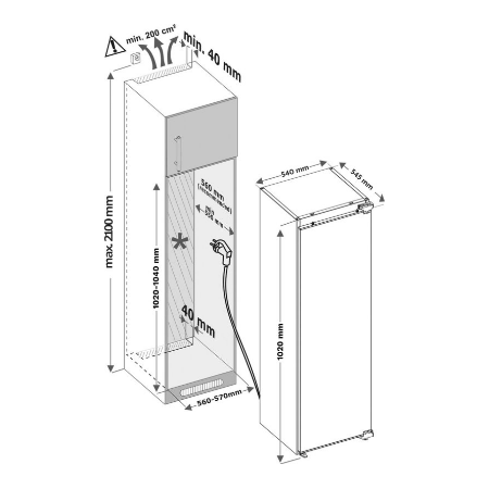 Inventum IKK1022D 102 cm inbouw koelkast  Deur op deur