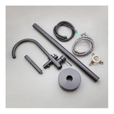 WEBO Vrijstaande Badmengkraan met staafhanddouche en 150cm doucheslang Gun Metal Badkraan Rio