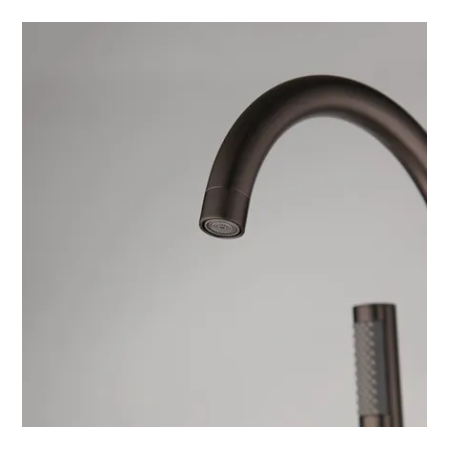 WEBO Vrijstaande Badmengkraan met staafhanddouche en 150cm doucheslang Gun Metal Badkraan Rio