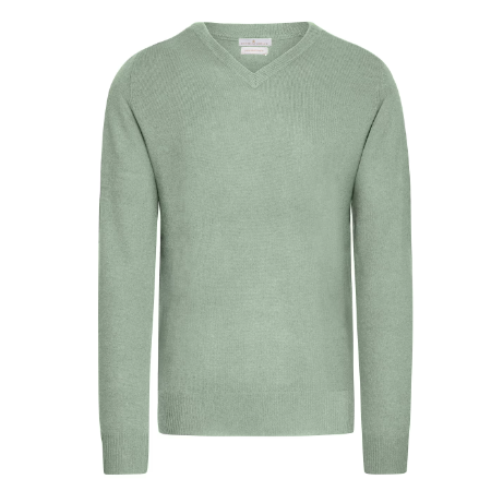 House of Bruar Men's Cashmere V Neck Sage maat L