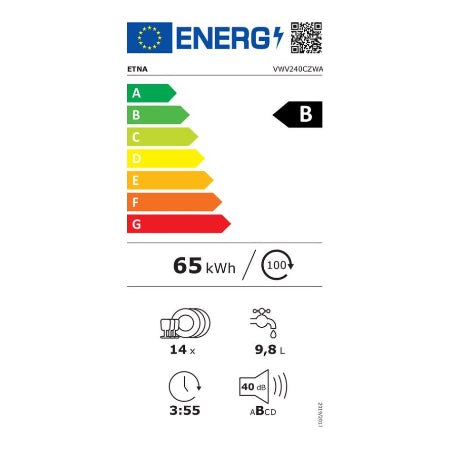 ETNA vaatwasser VWV240CZWA - Vrijstaand - Zwart 