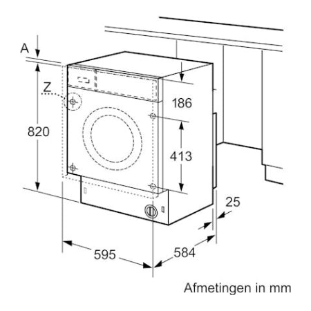 Siemens inbouw was-droogcombi WK14D543EU - Engels Display