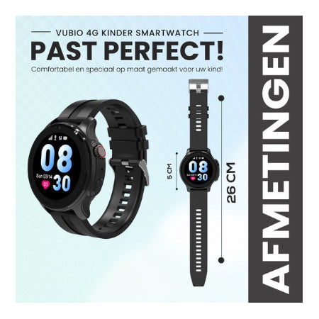 VUBIO 4G Kinder Smartwatch L1 - GPS - Videobellen - Zwart