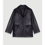 Maje - zwarte leren dames jas - Maat 38