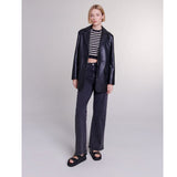 Maje - zwarte leren dames jas - Maat 38