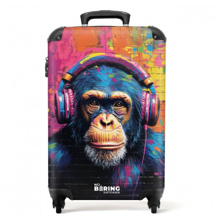 Koffer - Kleurrijke aap met koptelefoon in graffiti stijl handbagage