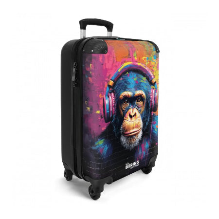 Koffer - Kleurrijke aap met koptelefoon in graffiti stijl handbagage