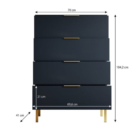 Ponchi zwart eiken kleurig dressoir - 70cm breed