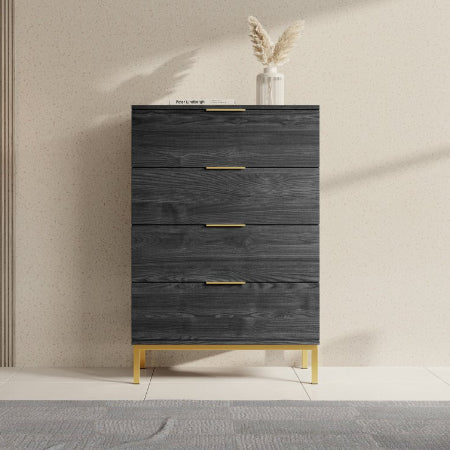 Ponchi zwart eiken kleurig dressoir - 70cm breed