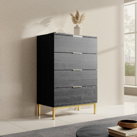 Ponchi zwart eiken kleurig dressoir - 70cm breed