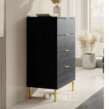 Ponchi zwart eiken kleurig dressoir - 70cm breed