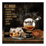 WHISISKEY - Wereldbol Karaf 900ml - Luxe Whisky Set