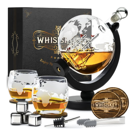 WHISISKEY - Wereldbol Karaf 900ml - Luxe Whisky Set