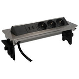 uniTEC inbouwstekkerdoos, horizontaal uitschuifbaar, 3-voudig, 2 × USB, 2 m