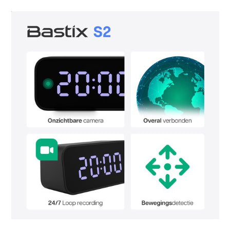 Bastix® S2 Spy Camera Klok met verborgen Camera