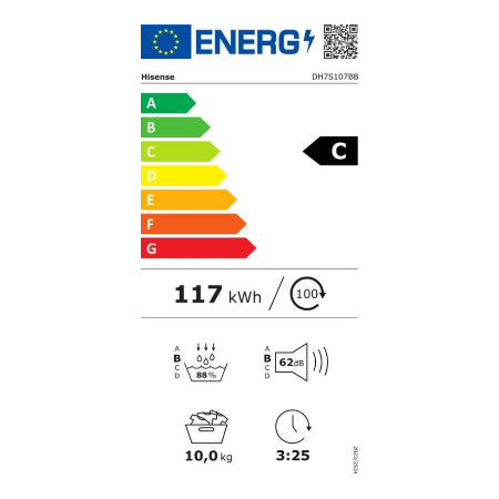 Hisense warmtepompdroger 7S Serie DH7S107BB - 10kg