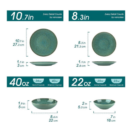 Serviesset 12 persoons - Vancasso Tafelservies 16-delige Karst combiserviesset - aardewerk - vintage look