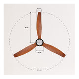 CREATE - Plafondventilator 40W silent Ø132 cm - Met Verlichting drie temperaturen - Met Afstandsbediening - 6 Snelheden - Timer - Zomer/Winter functie - wit WIND STYLANCE