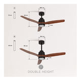 CREATE - Plafondventilator 40W silent Ø132 cm - Met Verlichting drie temperaturen - Met Afstandsbediening - 6 Snelheden - Timer - Zomer/Winter functie - wit WIND STYLANCE