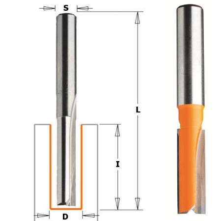 CMT 912.701.11 20 mm Groeffrees met rechte snijkoppen lange uitvoering schacht 12 mm