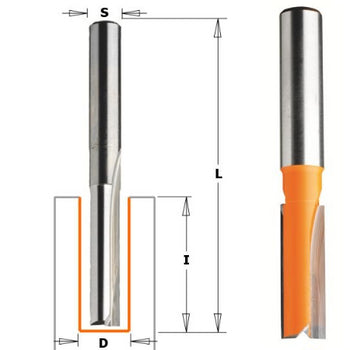CMT 912.701.11 20 mm Groeffrees met rechte snijkoppen lange uitvoering schacht 12 mm