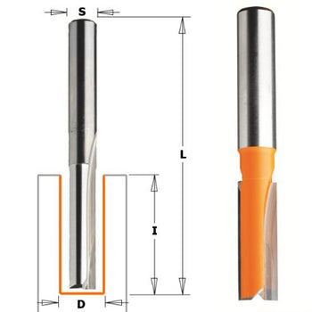 CMT 912.150.11 15 mm Groeffrees met rechte snijkoppen lange uitvoering schacht 8 mm