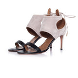 Aquazzura - Sandaal (open schoen) in beige suede en zwart leer - Maat 40