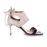Aquazzura - Sandaal (open schoen) in beige suede en zwart leer - Maat 40