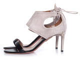 Aquazzura - Sandaal (open schoen) in beige suede en zwart leer - Maat 40