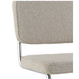 Moderne Eetkamerstoel Zandkleur Bouclé Stof Sway - Chrome Frame - Zonder Armleuningen